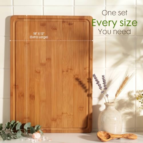 Astercook Deep-Carbonized Bamboo Cutting Boards for Kitchen