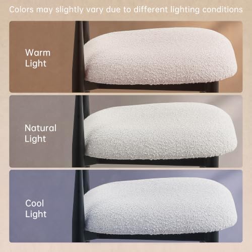 Morden Fort Counter Height Bar Stools Set of 2 with Backs, Cream Boucle