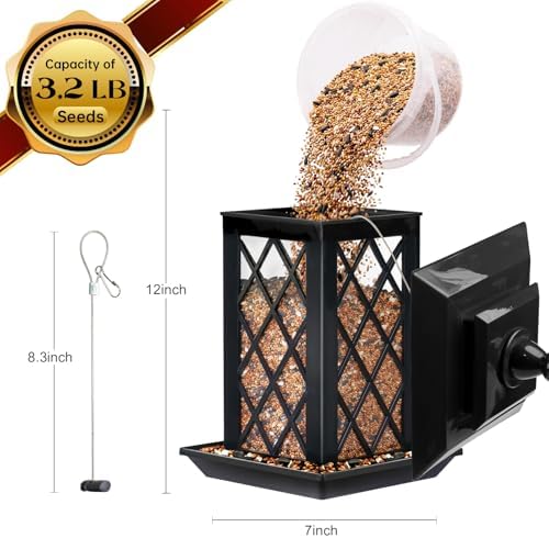 Byvivace Large Bird Feeders, Hanging Bird Feeders for Outdoors, 3.2lb Capacity Lantern Wild Bird Feeders for Outside Hanging, Black