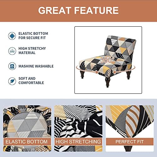 Eco-Ancheng Armless Chair Slipcover Removable Armless Accent Chairs Covers Washable Armless Slipper Chair Slipcover Printed Armless Chair Furniture Protector Covers for Living Dining Room Hotel