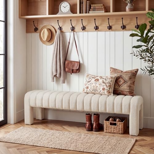 63" End of Bed Bench, Upholstered Bench for Bedroom end of Bed
