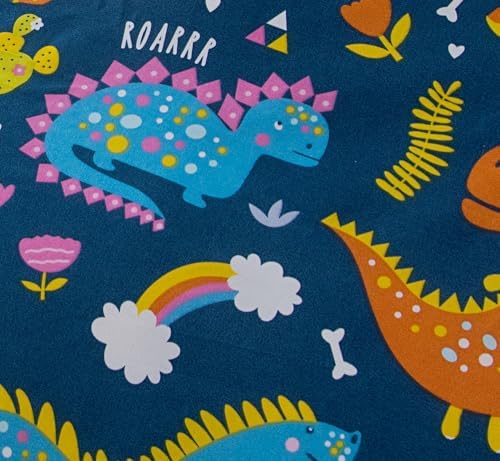 2 Pack Bedding Fitted Sheet with Deep Pocket,Dino Printed Fabric Bed Sheets(Navy Blue(Dinosaur),Twin Pack of 2)