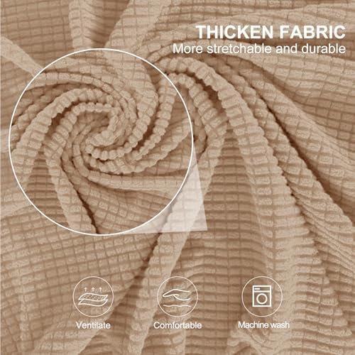 3 Pieces Stretch Couch Cover for 2 Cushion, Sofa, Camel