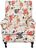 HAOYONG Wing Chair Slipcovers Printed Wingback Chair Covers 2 Pieces Wingback Armchair Slipcover Stretch Chair Slip Covers Washable Armchair Protector Cover for Living Room and Bedroom