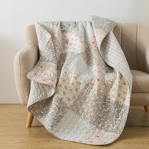 SLPR - Cotton Quilted Throw Blanket, 50" x 60", Walk in the Cotswolds