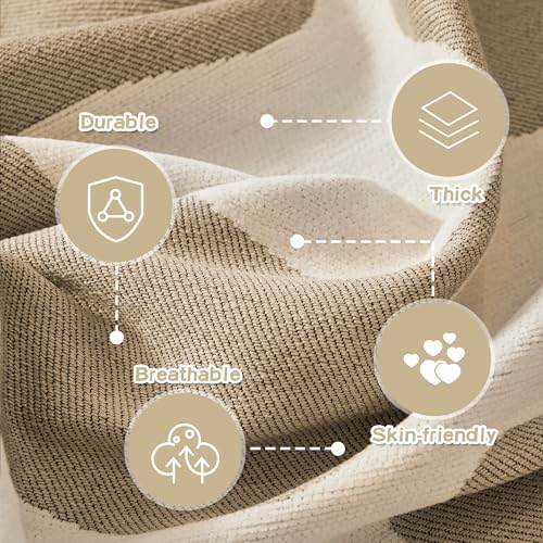 MEETSKY Sofa Cover Washable Sectional Couch Cover, X-Large Couch Slipcovers for Reclining Couch 2 Seat ，Washable Sofa Protector Decorative Modern Style for Living Room, 71" x 118", Khaki Checkerboard