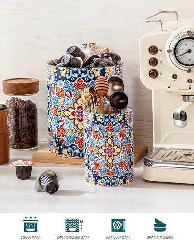 vancasso 7.3"+5.5" Utensil Holder, Porcelain Utensil Holder for Countertop