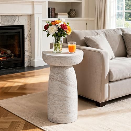 28" Side Table Outdoor, Large Modern Geometric End Table