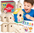 Neliblu [12 Pack] DIY Bird House Kits for Kids | 3 Unique Shapes & 2 Sizes