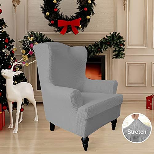 Easy-Going Stretch Wingback Chair Sofa Slipcover Light Gray
