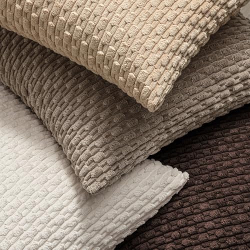 MIULEE Decorative Throw Pillow Covers 20x20 Neutral Tan Textured Corduroy