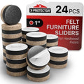 X-Protector Felt Furniture Sliders for Hardwood Floors - 24 PCS 1”