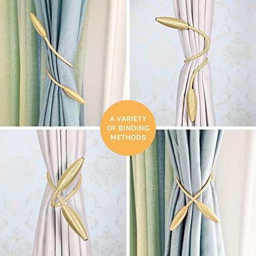 NICEEC 4 Pack DIY Curtain Tiebacks Clips Crystal Decorative Creative Twist Drape Tie Backs European Style Random Modelling Curtain Holdbacks for Home Kitchen Office Window Drapery (Light Gold)