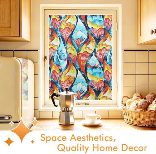 SOMWISE Frosted Window Privacy Film, Decorative Sun Heat Blocking, Anti UV