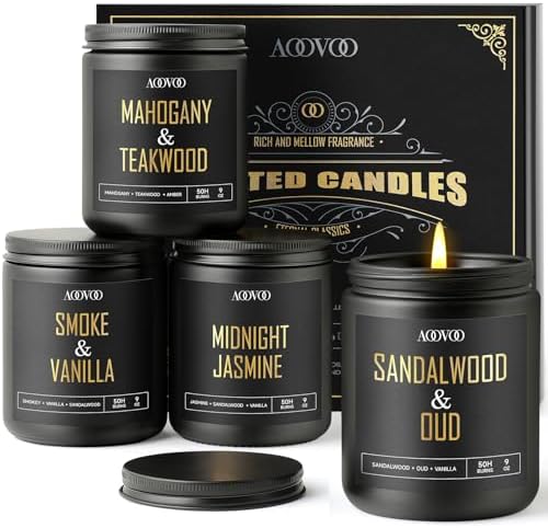 AOOVOO Scented Candles for Men - 4 Pack Candles for Home Scented