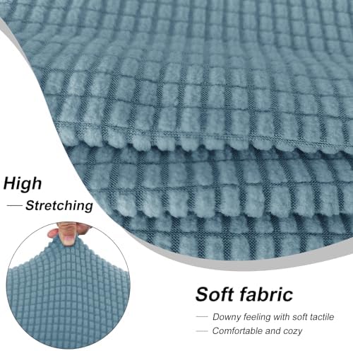 4 Pieces Stretch Couch Cover for Oversized Sofa, Steel Blue