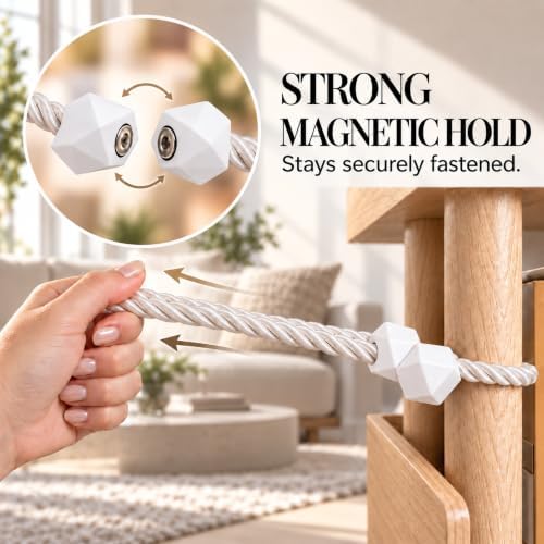 NazTur Magnetic Curtain Tiebacks, Curtain Ties, No-Drill Holdbacks (2 Pack)