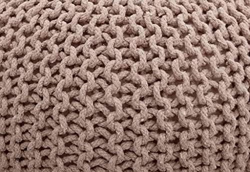 FRELISH DECOR Round Pouf Ottoman (20 Diameter x 14 Height) Taupe