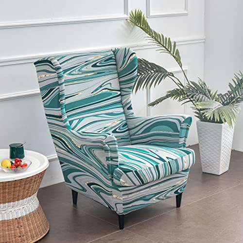 Wing Chair Slipcover, 2-Piece Printed Wingback Chair Cover