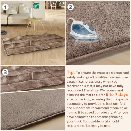Baby Play Mat for Floor,Tummy Time Area Rug 50x50 Playpen Muscle Mat Camel