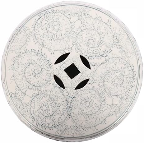 JONATHAN Y Double Happiness Ceramic Garden Stool 18" Table, Gray Blue/White