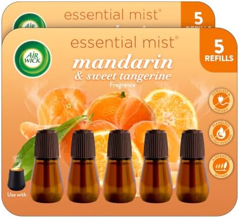 Air Wick Essential Mist Refill, 5 ct | Mandarin & Sweet Orange | Essential Oils | Air Freshener | Pack of 2