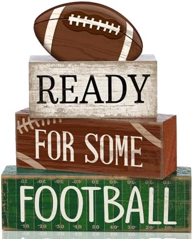 Yuntau 4 Pcs Fall Football Decorations for Home Farmhouse Tiered Tray Decor