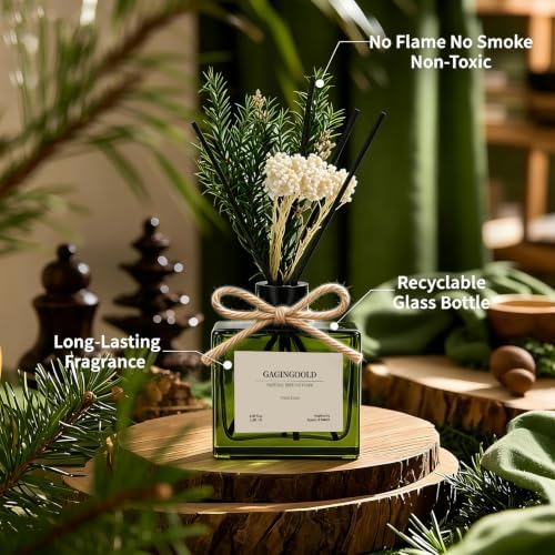 Reed Diffuser, 6.1 oz Fresh Linen Scent Diffuser with Sticks & Dried Flowers, 120 Days Long Lasting diffusers for Home, Elegant Fragrance for Bathroom Bedroom Office Decor Air Fresh