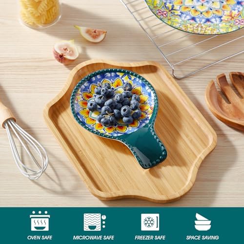 vancasso 7.7 Inch Ceramic Spoon Rest, Bohemian Stove Top, Green