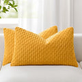 Kevin Textile Soft Corduroy 12"x20" Lumbar Pillow Covers 2 Pack, Yellow
