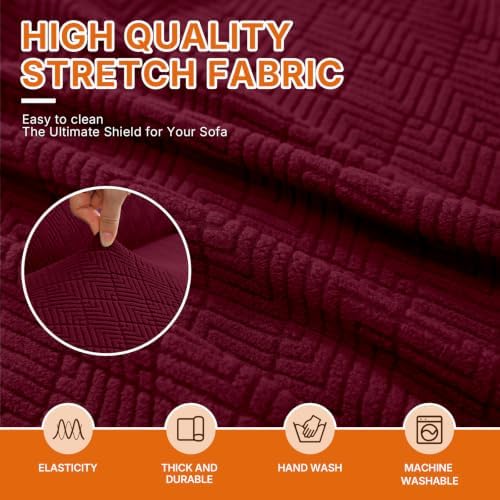 XINEAGE Stretch Armchair Slipcover, Non-Slip Pet Couch Cover,Wine Red