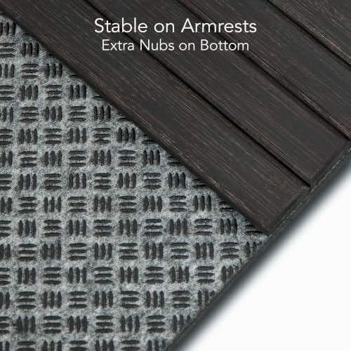 DETOR Sofa Arm Tray with Spacious 12.4" x 5.4" Storage Box, Ebony Bamboo Finish, Enhanced Non-Slip Felt Bottom, Sturdy Bamboo Slats, Fits Armrests 6" and Wider