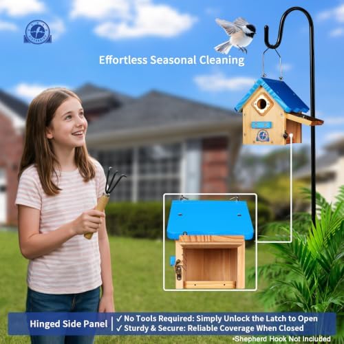 SISTERBIRD Birdhouses for Outdoors, Blue Hanging Wren House, Warming Gifts