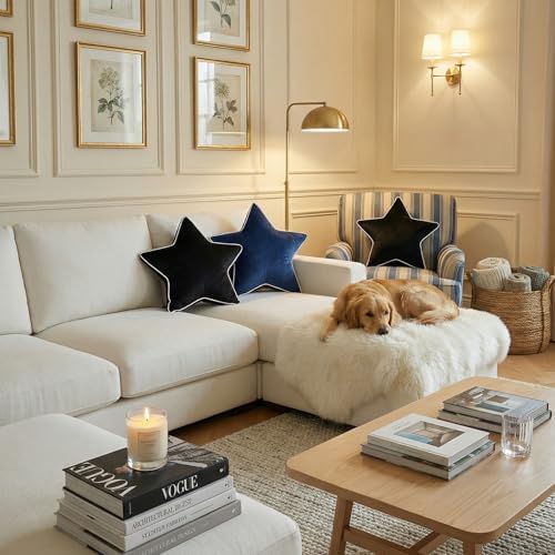 Star Pillow - 22" Large Star Shaped Throw Pillow, Decorative Floor Cushion, Accent Pillow for Sofa, Couch & Bedroom, Black