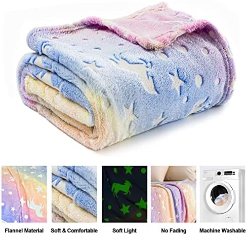 Unicorn Glow in The Dark Blankets for Kids, Soft Fleece Blankets for Girls/Toddler, Unicorns Gifts for Girls Age 3-12 30"x 40"