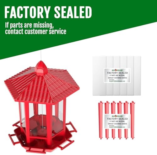 Birdream Bird Feeders for Outdoor Hanging, Fun Installation Pagoda Design Wild Birdfeeder, Attracting Wild Birds Sparrows Finch Cardinal Goldfinch Chickadee - Red
