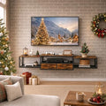 HavenlyYouth 55" Floating TV Stand, Modern Entertainment Center, Wall-Mounted Media Console Shelf for Under TV Storage, TV Cabinet for Living Room, Bedroom, Rustic Brown