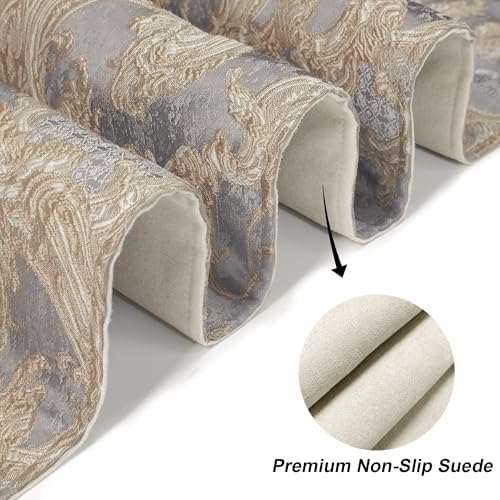Loom and Mill Luxury Jacquard Damask Table Runner 60 Inches Long, Gray