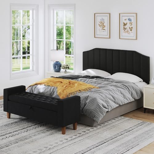 Furpopup Velvet King Size Headboard Only, Wall and Bed Frame Mount, Black