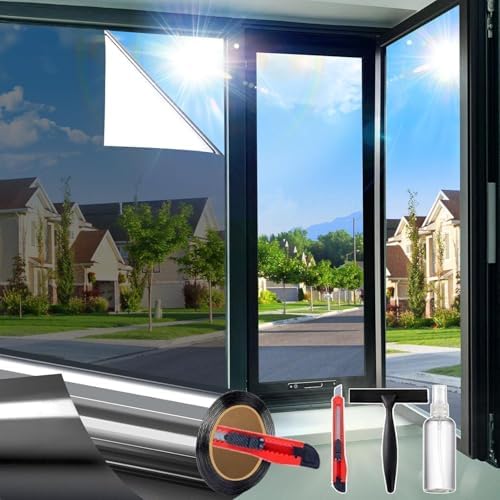 Upgraded One Way Window Privacy Film Sun Heat Blocking, 23.6" x 78.74"