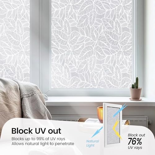 ADD.HERES Window Privacy Film, Glass Decorative Static Cling, 17.5" x 78.7"