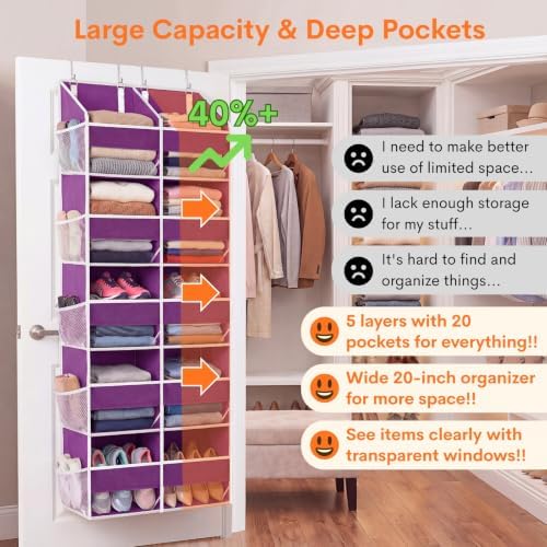 5-Tier Over Door Organizer, 10-Compartment Wide Storage Rack