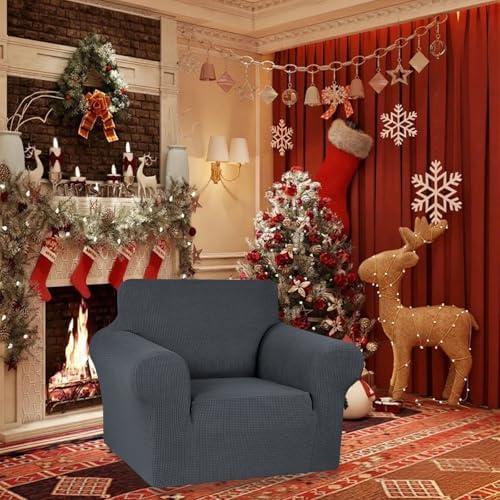 KEKUOU Stretch Chair Sofa Slipcover, Single Couch Cover,Charcoal