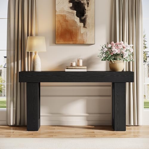 Tribesigns 63-Inch Long Console Table, Wooden Rectangular Sofa Table Behind The Couch, Farmhouse Entryway Table for Entrance, Hallway, Living Room (Black)