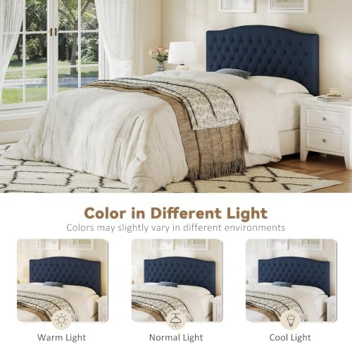 Befurtori Queen Headboard Only, Upholstered Headboard for Adjustable Bed Linen Tufted Queen/Full Size Wall Mounted Head Board with Solid Wood Legs Head Board, Navy Blue