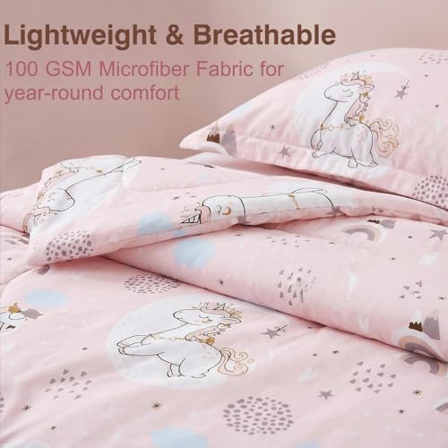 JSD Pink Unicorn Kids Comforter Set Queen Size