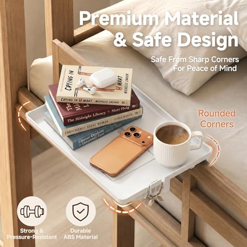 Clamp-On Bedside Tray 13x9.5'' Bedside Shelf White