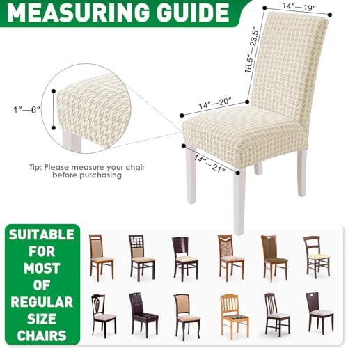 MAXIJIN Dining Chair Covers Set of 2, Stretch Kitchen Chair Covers for Dining Chairs, Removable Washable Parson Seat Slipcover for Home, Restaurant, Hotel, Banquet (Beige)