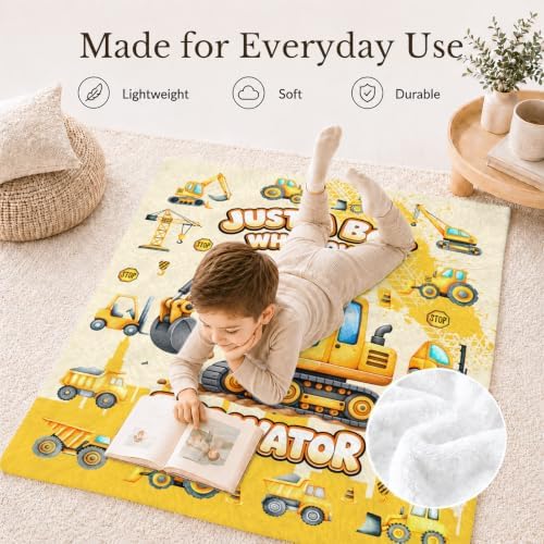 Excavator Blanket Gifts, Kids Construction Truck Blankets for Boys