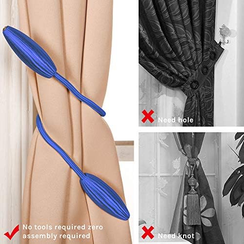 NICEEC 2 Pack DIY Curtain Tiebacks Clips Crystal Decorative Creative Twist Drape Tie Backs European Style Random Modelling Curtain Holdbacks for Home Kitchen Office Window Drapery (Royal Blue)